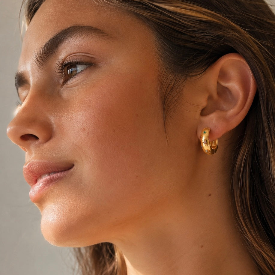 Rainbow Gem Hoops