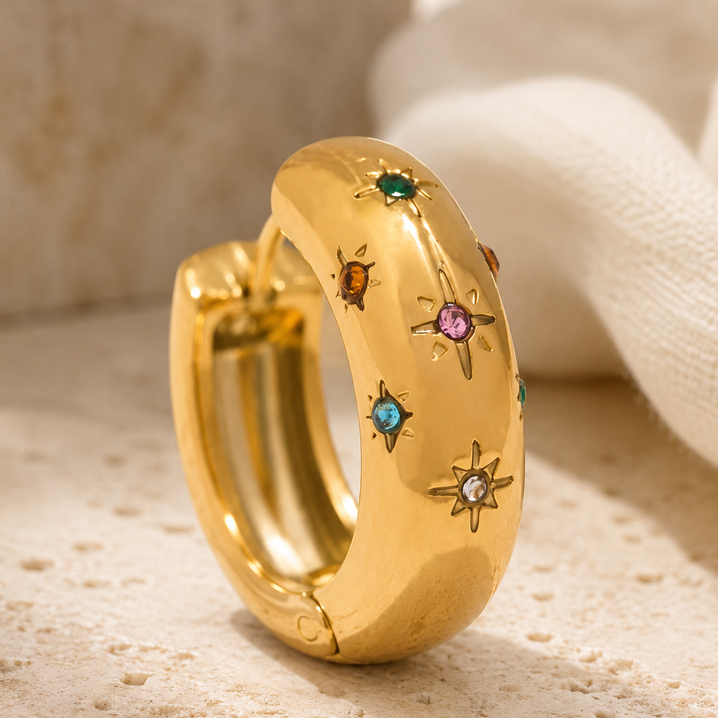 Rainbow Gem Hoops