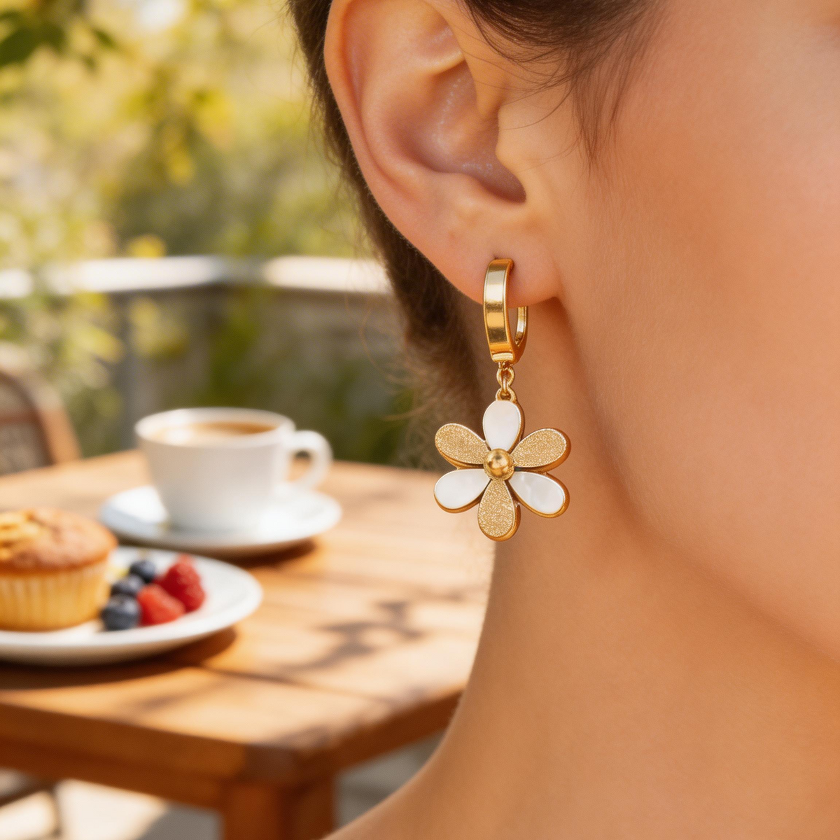 Golden Daisy Drops Earrings